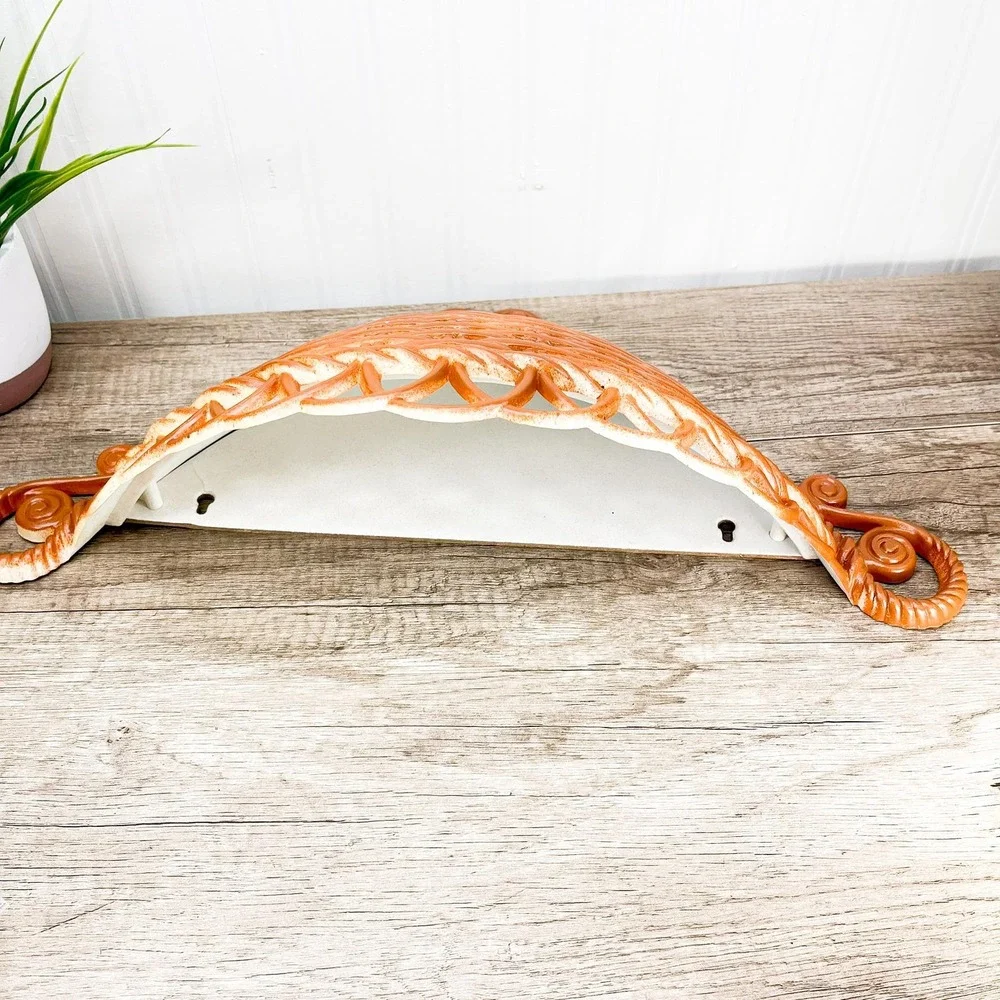Vintage Faux Wicker Shelf: MCM Wall Basket Shelf